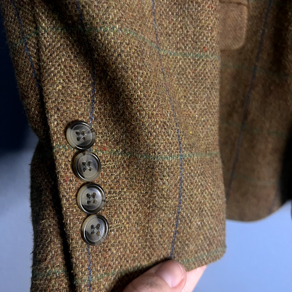 Alan Flusser Mens Brown Suit Jacket Blazer Large Wool Professor Single Breast - Picture 6 of 16